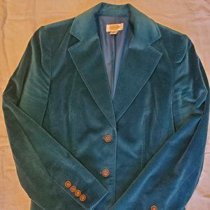 Talbots Size 10 Teal Velvet Blazer